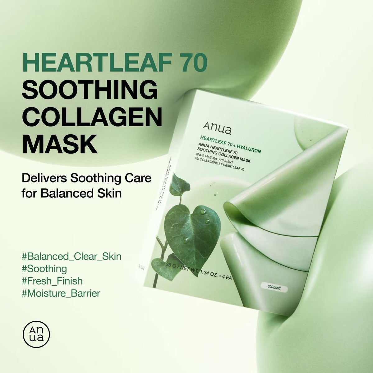 Heartleaf 70 Soothing Collagen Mask 4pcs