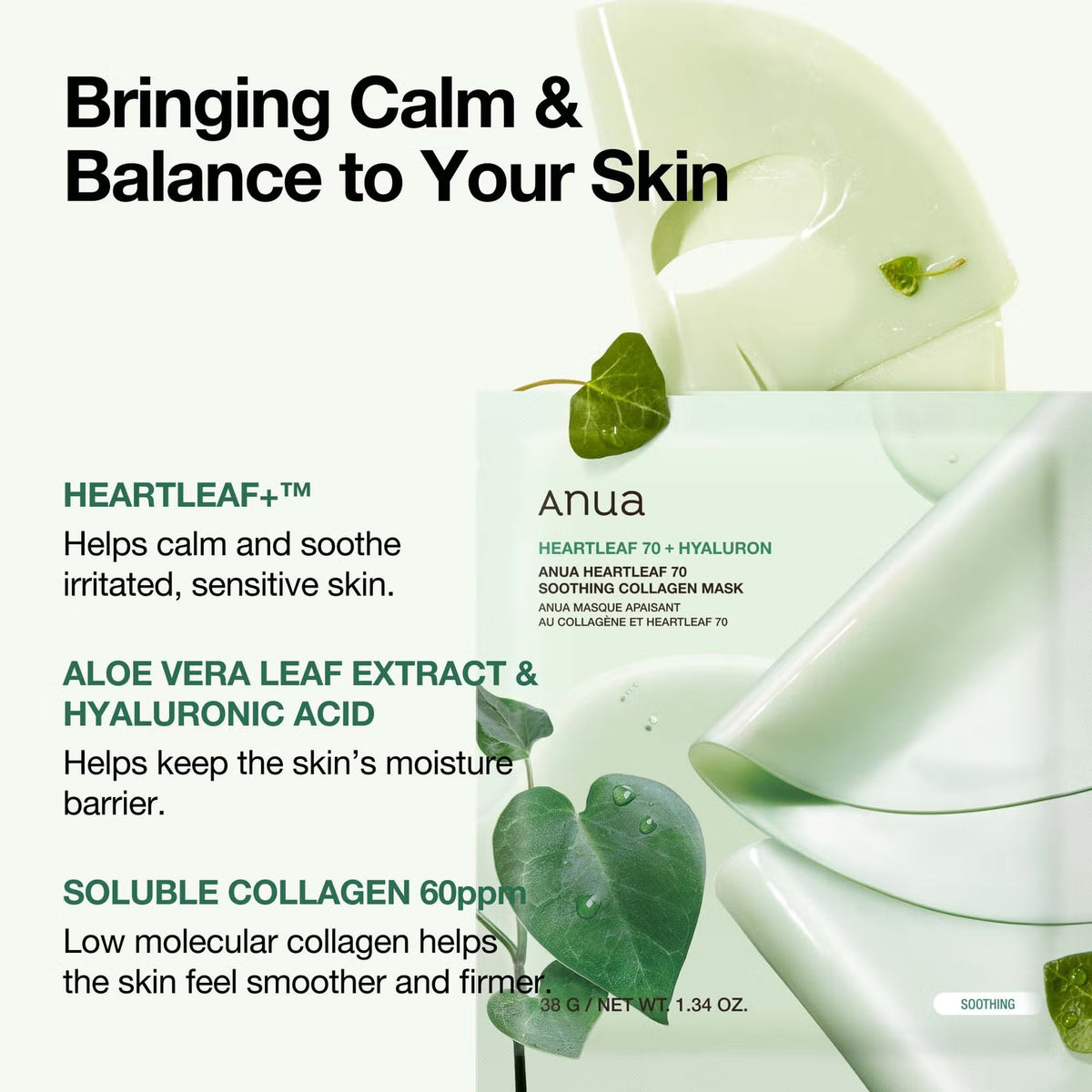 Heartleaf 70 Soothing Collagen Mask 4pcs