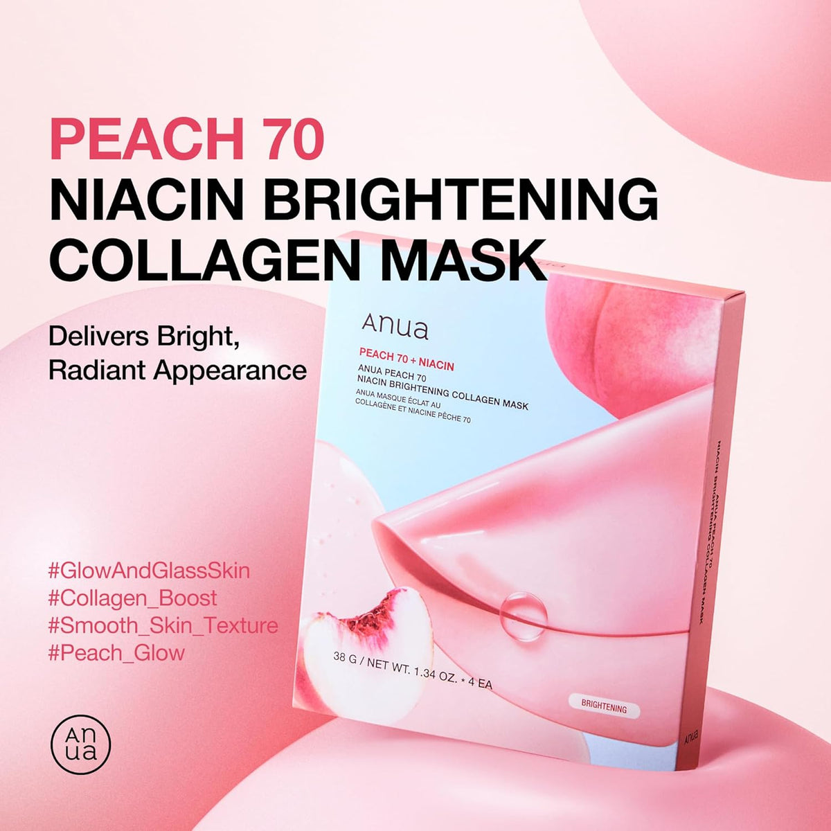 Peach 70 Niacin Brightening Collagen Mask 4pcs