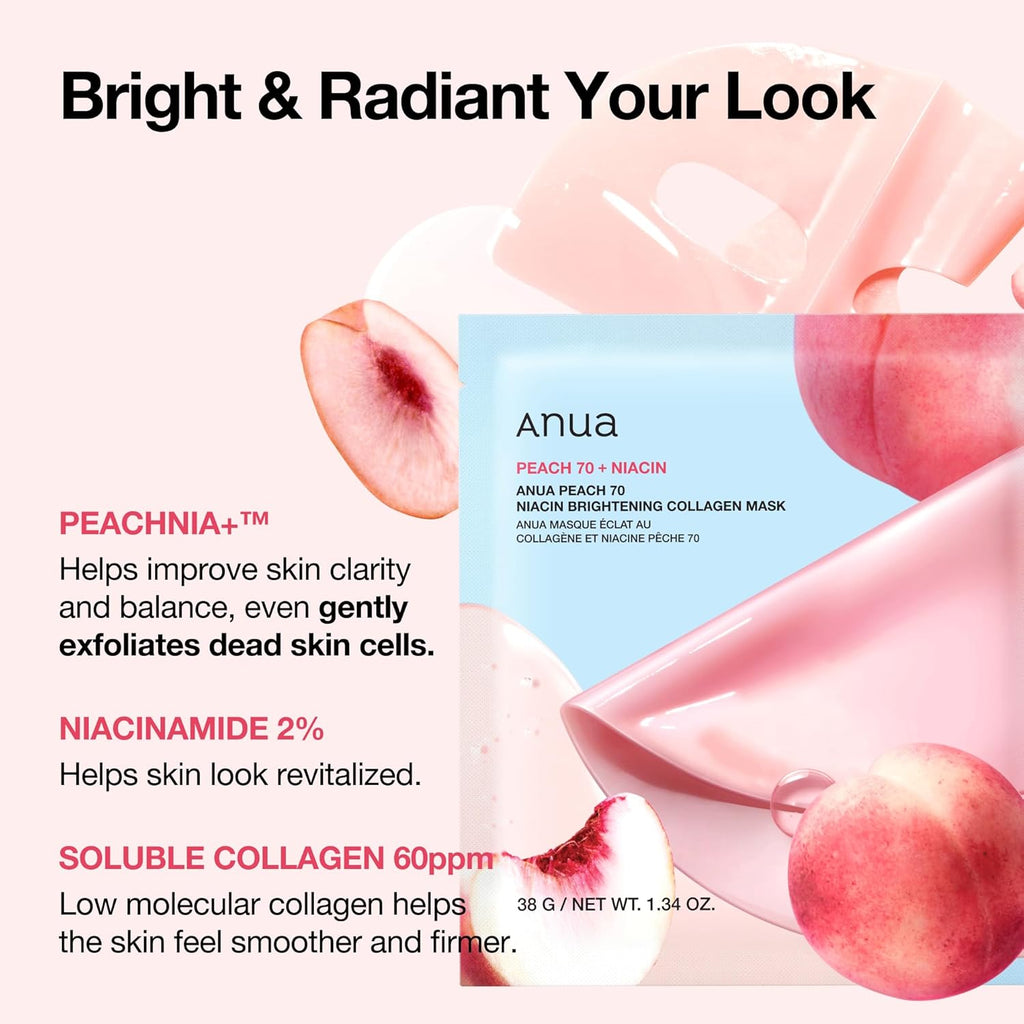 Peach 70 Niacin Brightening Collagen Mask 4pcs